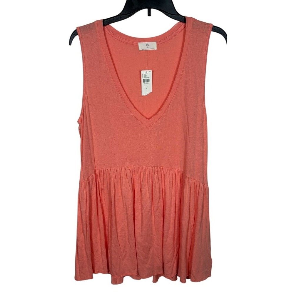 t.la Anthropologie Flowy Peach Tank Top Size‎ Large Tiered Casual Comfort
